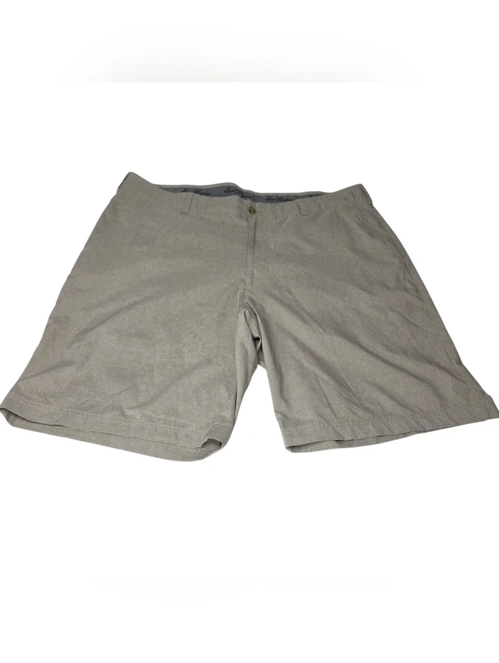 Ben Hogan Men's Beige Chino Shorts Polyester Elastane Button Pockets Stretch